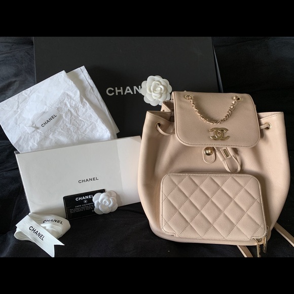 CHANEL Handbags - Chanel 18s business affinity backpack beige gold